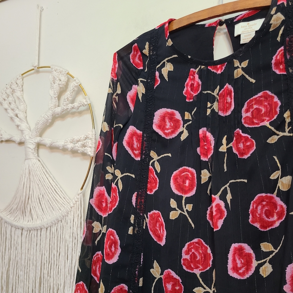 Kate Spade Hazy Rose Chiffon Floral Dress - Picture 3 of 6
